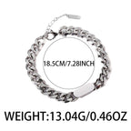 Silver chain bracelet with measurement and weight information on a white background