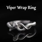 Silver 'Viper Wrap Ring' on a black background